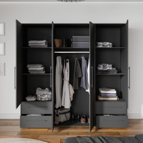 Szafa przesuwna na ubrania 200 cm  Kolor  Czarny